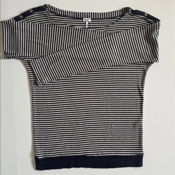 Splendid Boatneck and Drop Shoulder Navy Long Sleeve Top - Picture 3 of 3